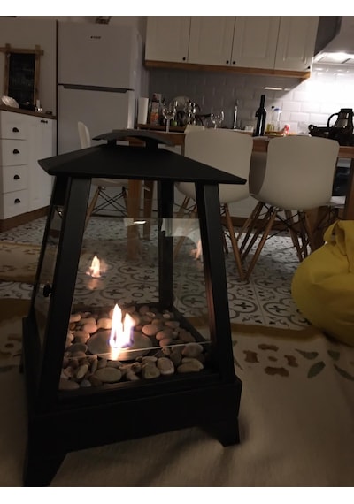 Temeos Taşınabilir Şömine Siyah