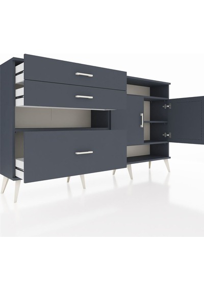 Arges Konsol 4 Raflı 3 Çekmeceli 2 Kapaklı 176x30x99 Antrasit-ant Antrasit-antrasit Arges Konsol 4 Raflı 3 Çekmeceli 2 Kapaklı 176x30x99 Antrasit-ant Antrasit-antrasit