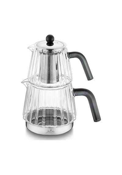 Jumbo Aura Glass İndüksiyon Tabanlı Çelik Çaydalık Şeffaf