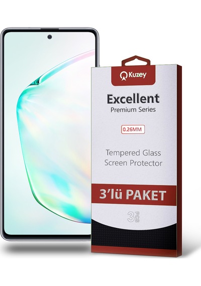 Samsung Galaxy Note 10 Lite ile Uyumlu Kırılmaz Cam Ekran Koruyucu Ekonomik 3'lü Paket