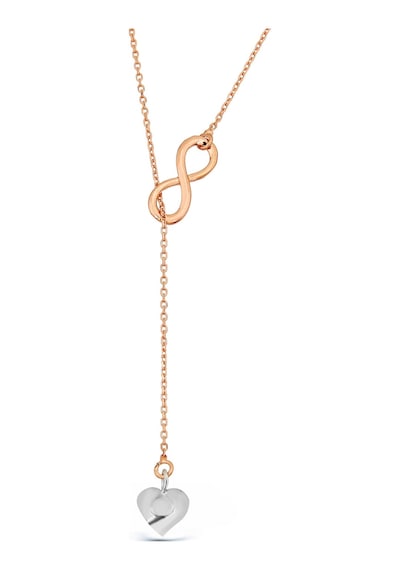 Sonsuzluk Motifli Gümüş Sallantılı Kalp Kolye Rose Gold