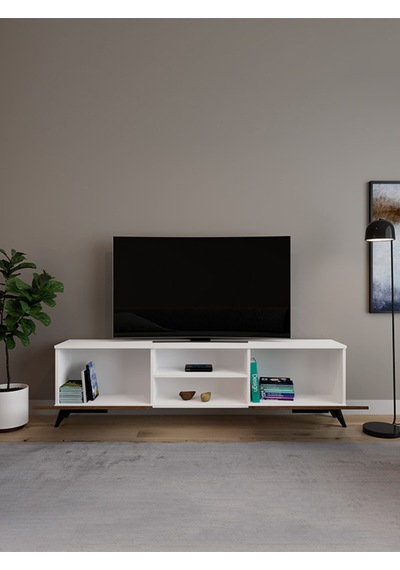 Monaco Düşer Kapaklı Tv Ünitesi 2 Kapaklı 180 Cm - Atlantik Çam & Beyaz Atlantik Çam - Beyaz
