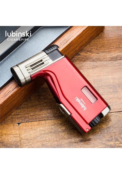 Lubinski Cigar Delicili Çift Torch Puro Çakmağı Kırmızı Lb-142