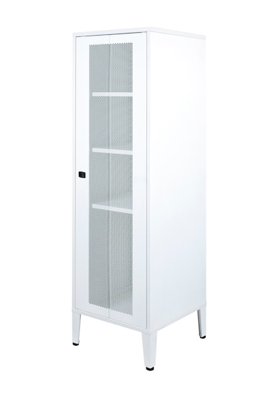 Lande Ziglat Serisi Kilitli Metal Home Office Dolabı %70 Perfore Kapaklı Beyaz 450x1390x450 Mm