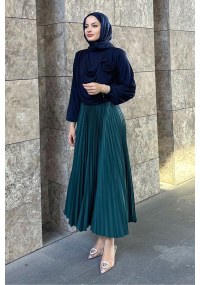 Unika Boutique Elisa Piliseli Etek - Zümrüt