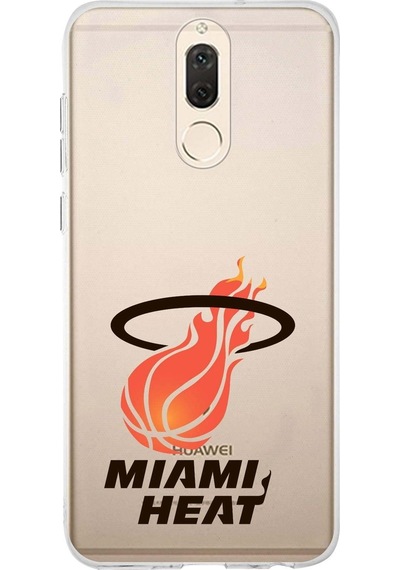 Huawei Mate 10 Lite Uyumlu Kapak Miami Heat Tasarımlı Şeffaf Silikon Kılıf Şeffaf