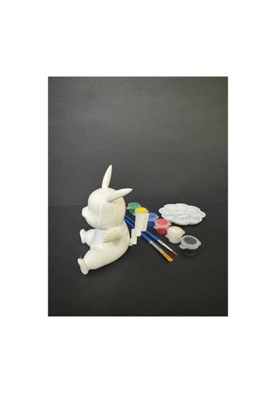 3d Pikachu Figür Boyama Seti - Kendin Boya Hobi Ve Etkinlik Seti - Akrilik Boya + 2 Fırça