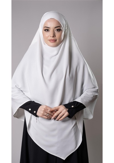 Hürrem Bone Krem Pratik Hazır Geçmeli Tesettür Eşarp Medine İpeği Bağcıklı Çift Katlı Sufle Hijab 2302 40