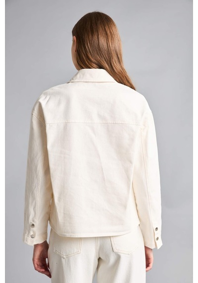 Defacto Regular Fıt Gömlek Yaka Gabardin Blazer Ceket H2578ax26smer225 Ekru-er225