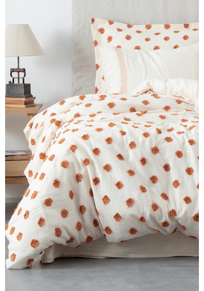 Ecocotton İmre Çift Kişilik Nevresim Takımı %100 Organik Pamuk Müslin Terra 200x220 Cm-1517 Terra