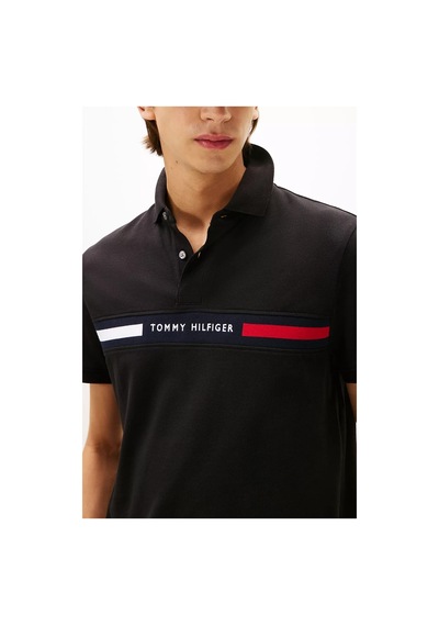 Tommy Hilfiger Erkek Regular Fit Göğsü Şeritli Ve Yazı Nakışlı Polo Yaka T-shirt - Siyah Triple Black Tommy Hilfiger Erkek Regular Fit Göğsü Şeritli Ve Yazı Nakışlı Polo Yaka T-shirt - Siyah Triple Black