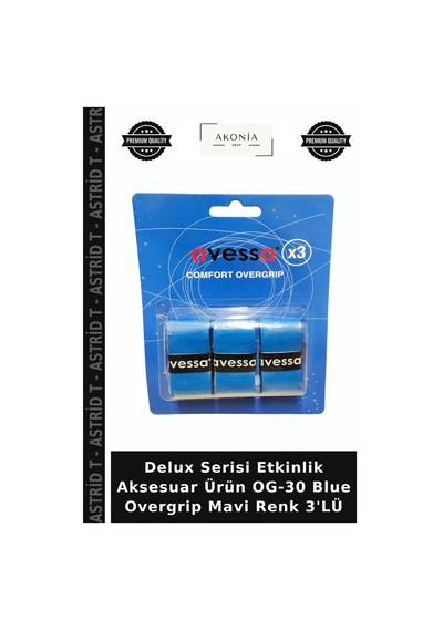 Delux Serisi Etkinlik Aksesuar Ürün Og-30 Blue Overgrip Mavi Renk 3'lü