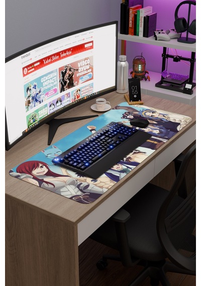 Fairy Tail Anime V4 - 90x40 Xxl Gaming Kauçuk Kaymaz Taban Mouse Pad Fare Altlığı