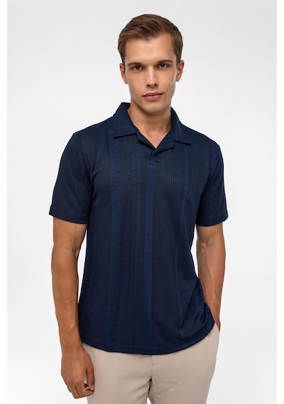 Süvari Lacivert Regular Desenli Polo Yaka Tişört-38364 Lacivert