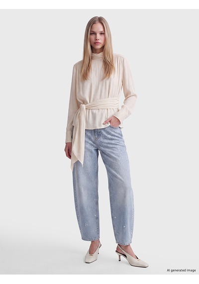 Lcw Jeans İndigo Balloon Fit Taşlı Kadın Jean Pantolon