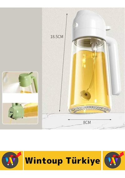 Ergonomik Sızdırmaz Tasarım Yağ Dökme Püskürtme Çift Modlu Özel Başlıklı Cam Yağdanlık 550 Ml
