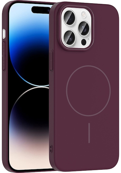 Apple Uyumlu iPhone 14 Pro Max Kılıf M-safe Şarj Özellikli Zore Ruby Sert Kapak Mürdüm
