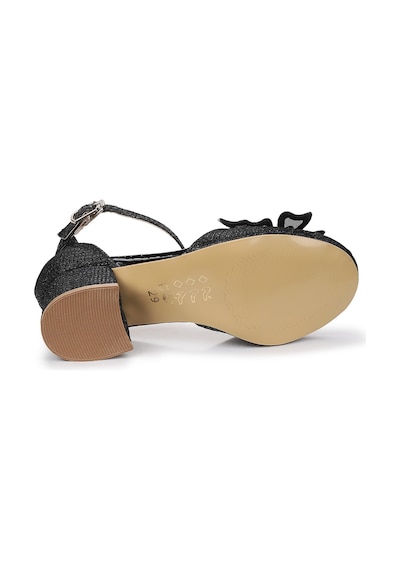 Kiko Kids Zete Kum Simli Kız Çocuk 4 Cm Topuklu Abiye Ayakkabı Siyah Siyah