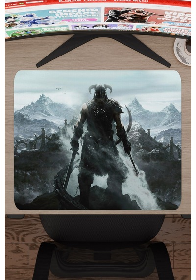 Skyrim Kaymaz Dikişli Kauçuk Oyuncu Mousepad V1 - 48x40 Xl Gaming Mouse Pad Fare Altlığı