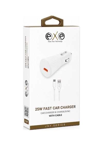 Exe 25w Hızlı Araç Şarj Adaptörü Type-c Kablolu Araç Şarj Seti