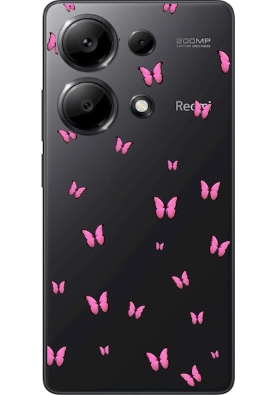 Xiaomi Redmi Note 13 Pro Uyumlu Şeffaf Kılıf Kelebek 2 Tasarımlı