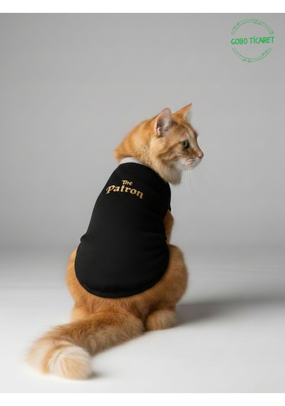 Siyah The Patron Yazılı Kedi Ve Köpek Kıyafeti Tişörtü Elbisesi Medium/m/beden 2