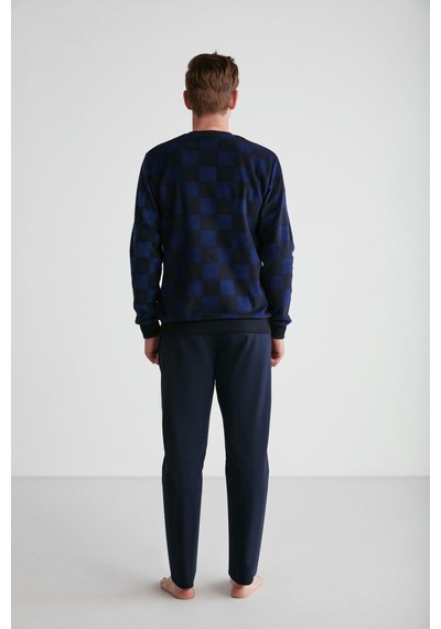 U.S. Polo Assn. U.s Polo Assn 18713 Erkek Bordo Yuvarlak Yaka Pijama Takımı Lacıvert