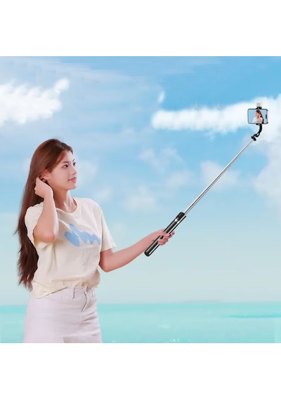R1s-l 3in1 Bluetooth Kumandalı 170cm Tripod Işıklı Selfie Çubuğu