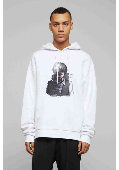 Anime Tokyo Ghoul Anteiku Baskılı Beyaz Erkek Örme Kapşonlu Sweat (534795453)