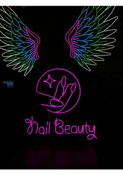 Nail Beauty Yazılı Ve Tırnak Şekilli Neon Tabela Pembe