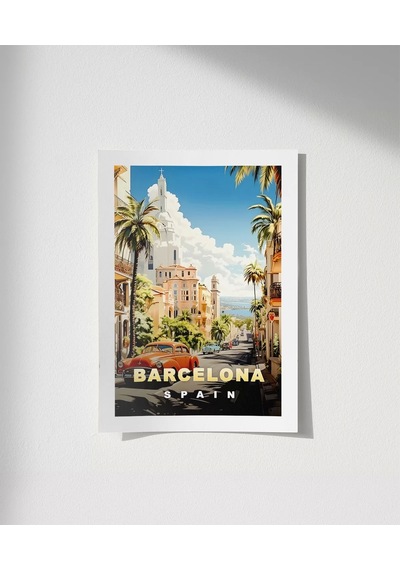 Çerçevesiz Poster Şehir Ve Deniz Uyumu Barcelo