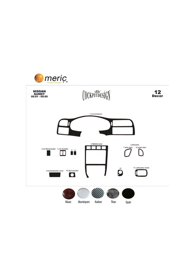Meriç® Nissan Sunny Ön Torpido Kaplama 12 Parça 1991-1995 (530156943)