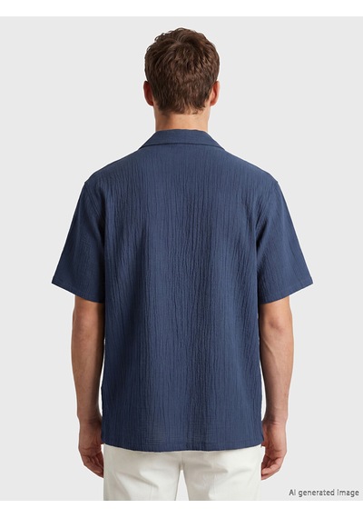Lcw Vision İndigo Regular Fit Krinkle Erkek Gömlek