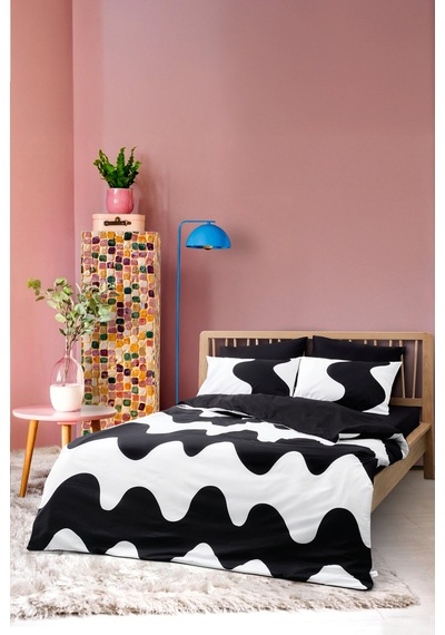 Cozy Home Mono Çift Kişilik Lastikli Çarşaflı Nevresim Takımı Flow Siyah Siyah