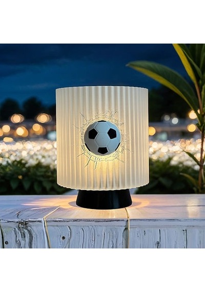 Gece Lambası - Futbol Topu Tasarımı, Genç Odası, Dekoratif, Şık, İdeal Hediye Çok Rekli - Beyaz