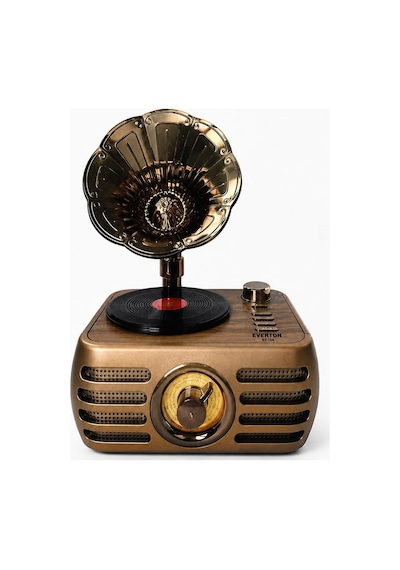 Nostaljik Şarjlı Bluetooth Fm Radyo &amp Işıklı Gramofon Hoparlör Rt-704
