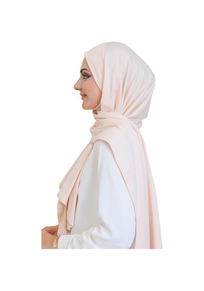 Modish Group Penye Boyun Kapamalı Şal Başörtü Hazır Giyim Turban Esnek Jersey Şal Bej