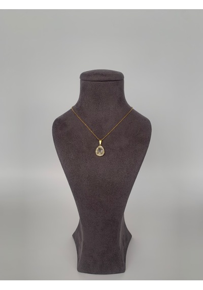 Damla Kolye Taşlı Vintage Tasarım Gold Renk Altın