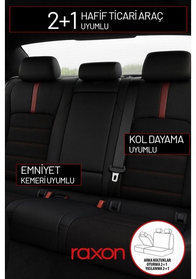 Neptun Plus Serisi Tay Tüyü Kumaş Oto Koltuk Kılıfı Tam Set Airbag Uyumlu Lüks Araç Koltuk Kılıfı Kırmızı