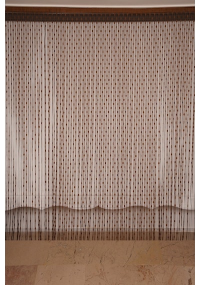Küçük Puanlı Model Acı Kahve Renk Hazır Ip Perde 300x270 Cm
