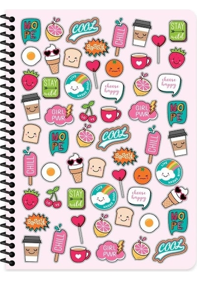 16x22 Cm 80 Yaprak Çizgisiz Plastik Kapak Telli Defter 60 Gram Beyaz Sayfa Pembe