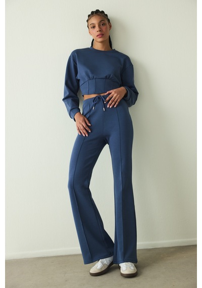 Penti İndigo Belle Line Bisiklet Yaka Crop Sweatshirt