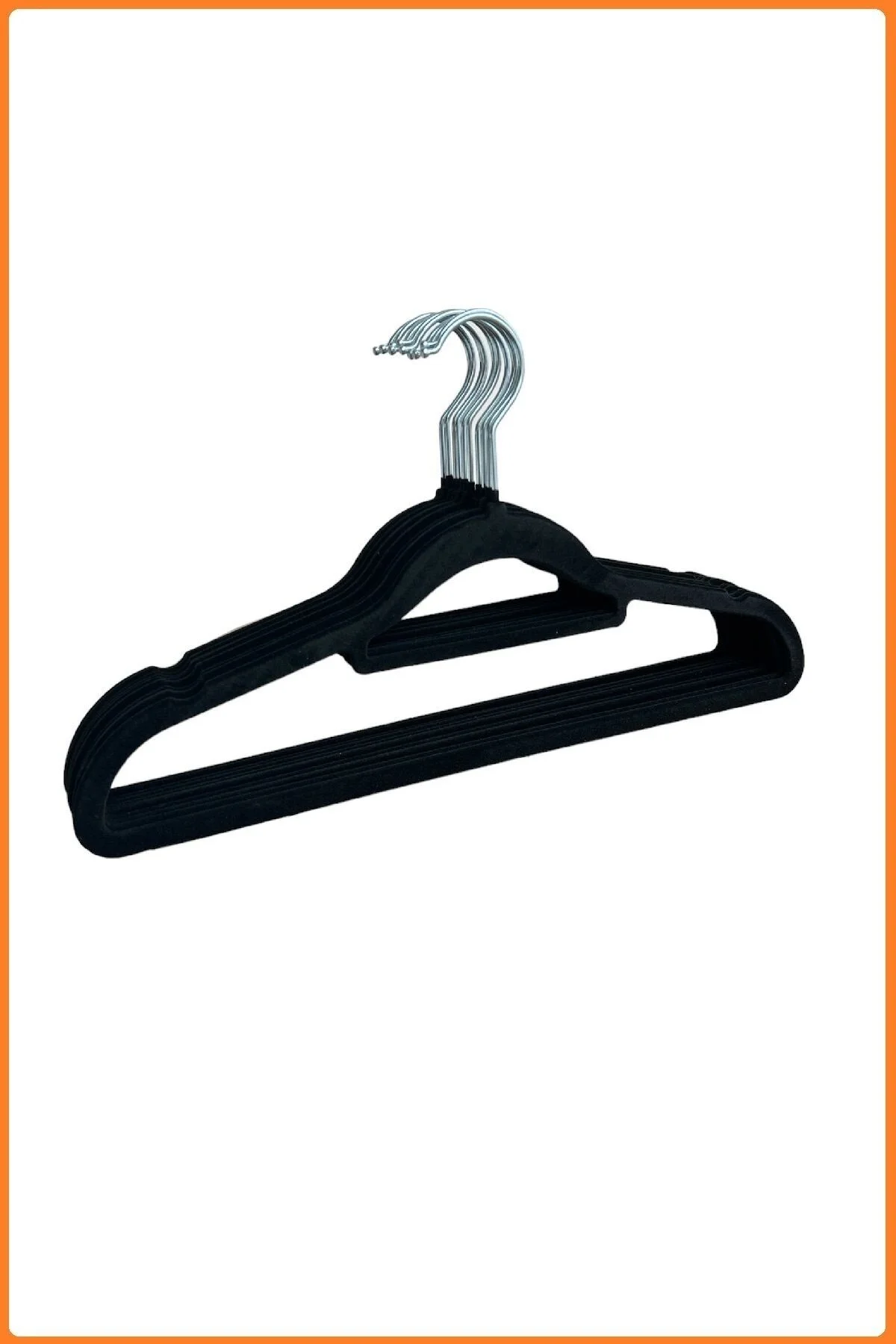Kadife Askı, Pantolon Askısı, Elbise Askısı, Yüksek Kalite Kadife Kıyafet Askısı, 41 Cm, 10 Adet Siyah