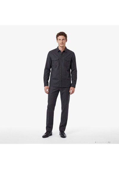 The Kooples Erkek Logo Baskılı Gri Gömlek