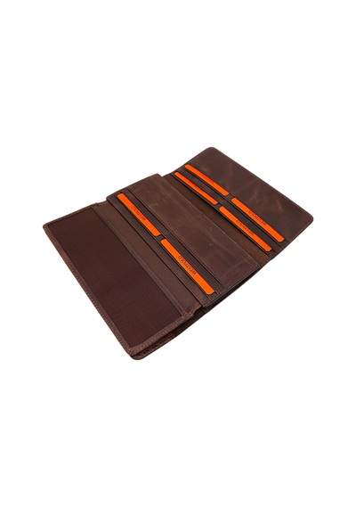 Westpolo Malone Unisex Hakiki Eskitme Deri Telefon Bölmeli El Portföyü Cüzdan - Kapuçino Taba
