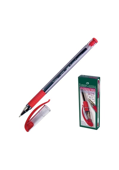 Faber Castell 1425 Kırmızı Tükenmez Kalem 10'lu 0.7mm Iğne Uç