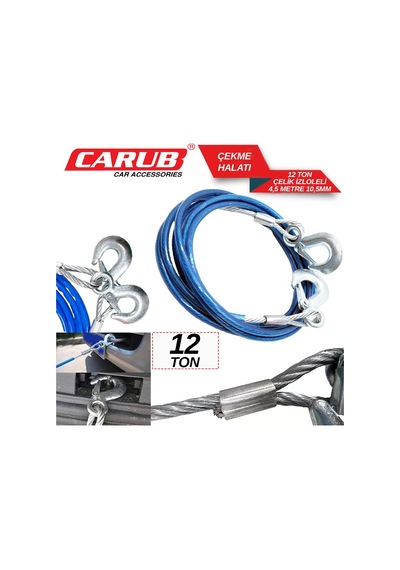 Carub Çekme Halatı 12 Ton Çelik İzoleli 4,5 Mt