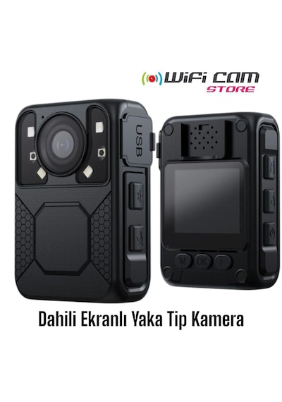 Gece Görüşlü Ekranlı Yaka Kamerası 64 Gb Dahili Hafıza