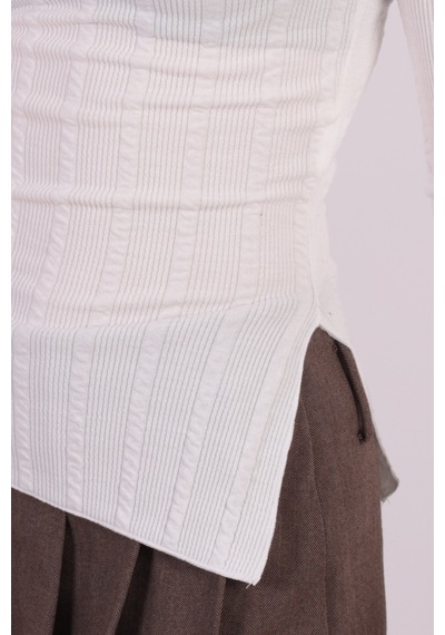 Armonika Kadın Beyaz Asimetrik Yaka Yandan Yırtmaçlı Bluz Arm-26k001066
