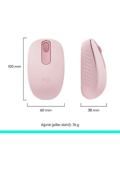 Logitech M196 Bluetooth Kablosuz Kompakt Pc Ve Mac İle Uyumlu Mouse - Pembe